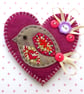 Love Heart Bird Brooch - Image 1