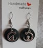 Rabbit in the Moon Polymer Clay Earrings.  316 Surgical Stainless Steel - Image 1