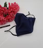 Face mask, medium,  navy, 3 layer, nose wire,  adjustable.   - Image 5