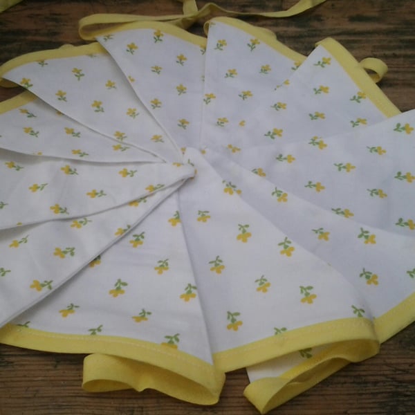 Bunting in Lemon Floral Vintage Laura Ashley Fabrics, Garden, Wedding 