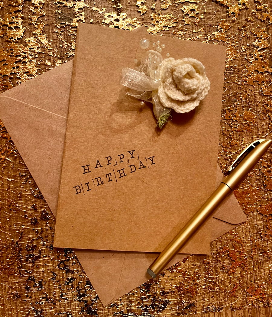 Detachable Keepsake Rose  Brooch Card, Birthday, Anniversary, Personalise