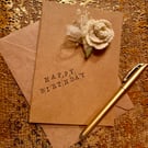 Keepsake Card with Detachable Rose Brooch, Birthday Card, Anniversary Card