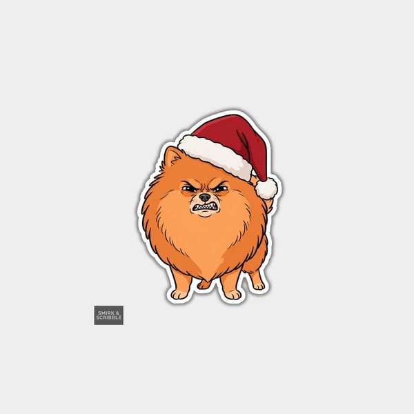 Unique Funny Christmas Sticker Xmas Decal For Adults - Angry Dog