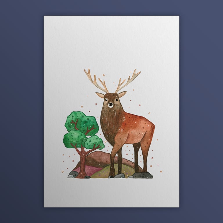Red Deer aka The Fancy Antlers, Scotland's Big 5, A4 art print