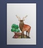 Red Deer aka The Fancy Antlers, Scotland's Big 5, A4 art print