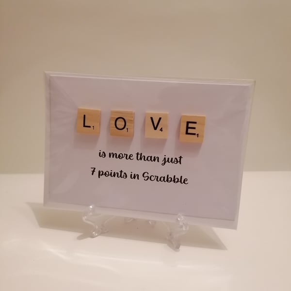 Love is more than just 7 points in scrabble greetings card