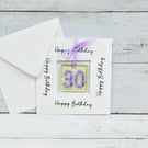 30th Birthday Card; Fused Glass 30 Birthday Keepsake