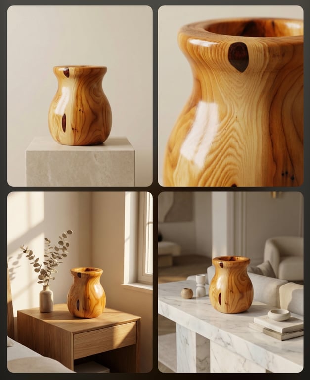Beautiful unique yew wood vase 