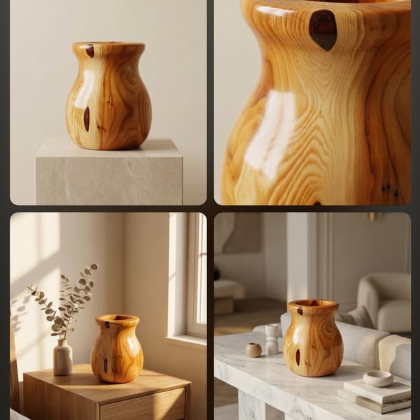 Beautiful unique yew wood vase 