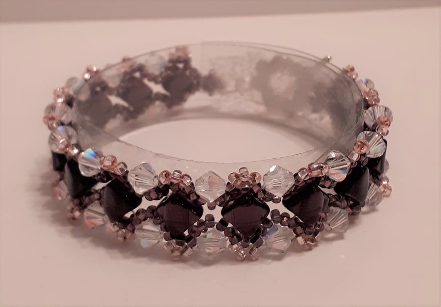 Purple, Pink and Crystal  Bracelet