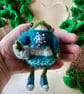 Lizzy the Miniature Frog Ornament, Poseable Dress Up Decoration, Frog in Jumper