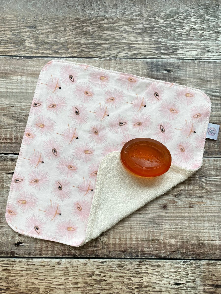 Organic Bamboo Cotton Wash Face Wipe Cloth Flannel Pale Pink Ballet Ballerina