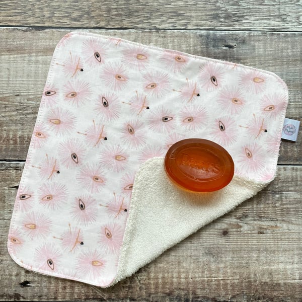 Organic Bamboo Cotton Wash Face Wipe Cloth Flannel Pale Pink Ballet Ballerina