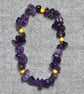 Amethyst Chip and Orange Miracle Bead Elastic Bracelet - Image 3