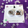2 Halloween Cat Mini Magnets