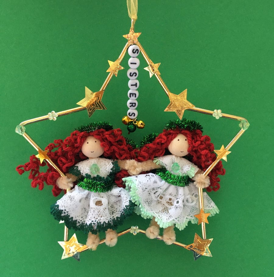 Two Sisters Fairy Doll Decoration , Sister Gift, Fairy Core