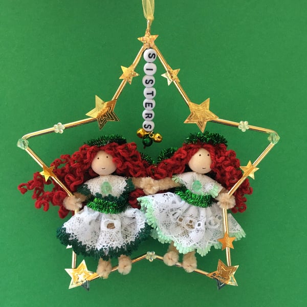 Two Sisters Fairy Doll Decoration , Sister Gift, Fairy Core