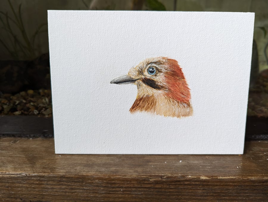 Eurasian Jay Portrait Painting (with hanger)