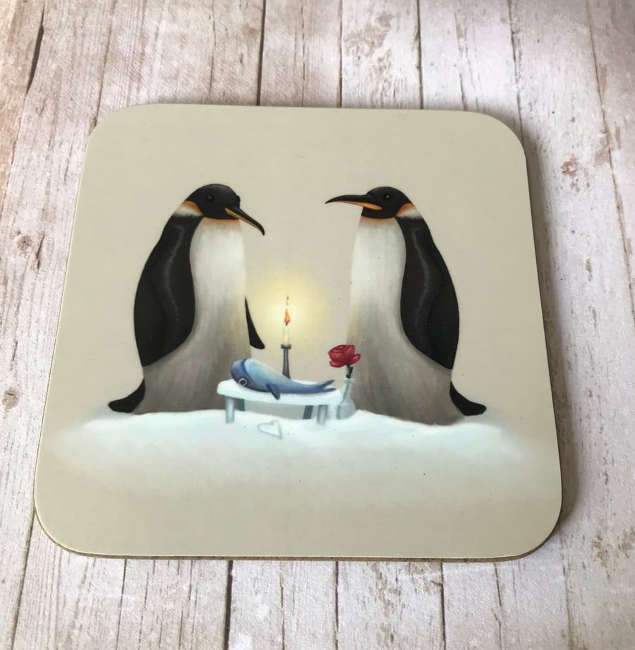 Penguins Square Coaster