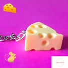 Fun Cheese Wedge Keyring - Fun Fake Food Keychain, Gift