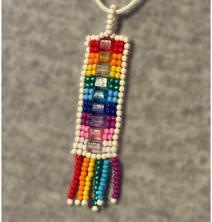 Rainbow beaded pendant 