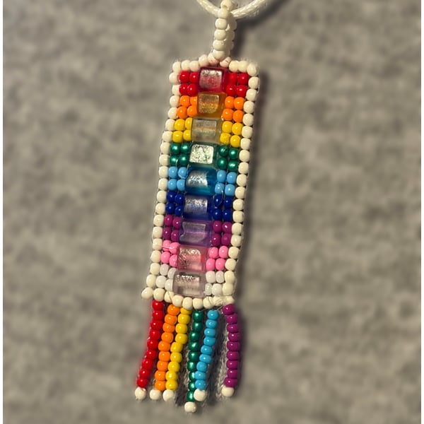 Rainbow beaded pendant 
