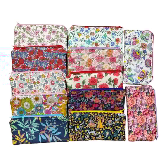 Liberty fabric floral zip case, small makeup pouch, pencil case, phone case, not