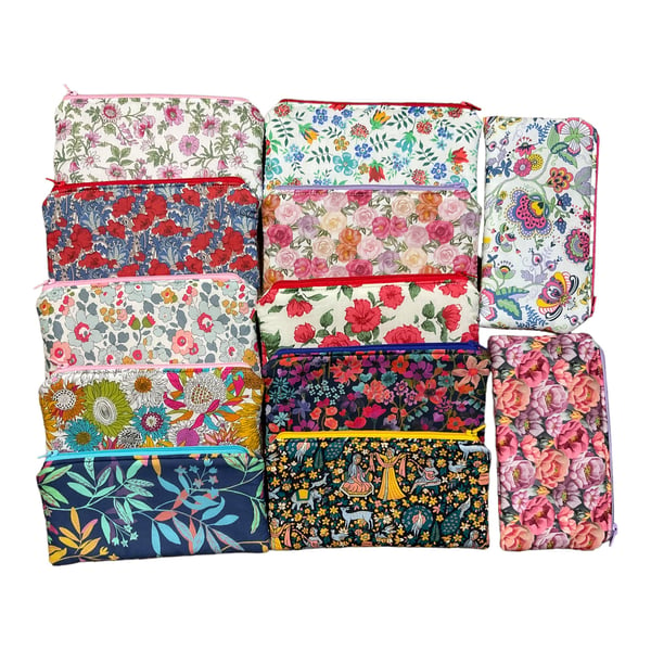 Liberty fabric floral zip case, small makeup pouch, pencil case, phone case, not