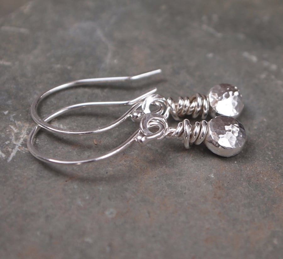 Silver Earrings, silver pebble earrings