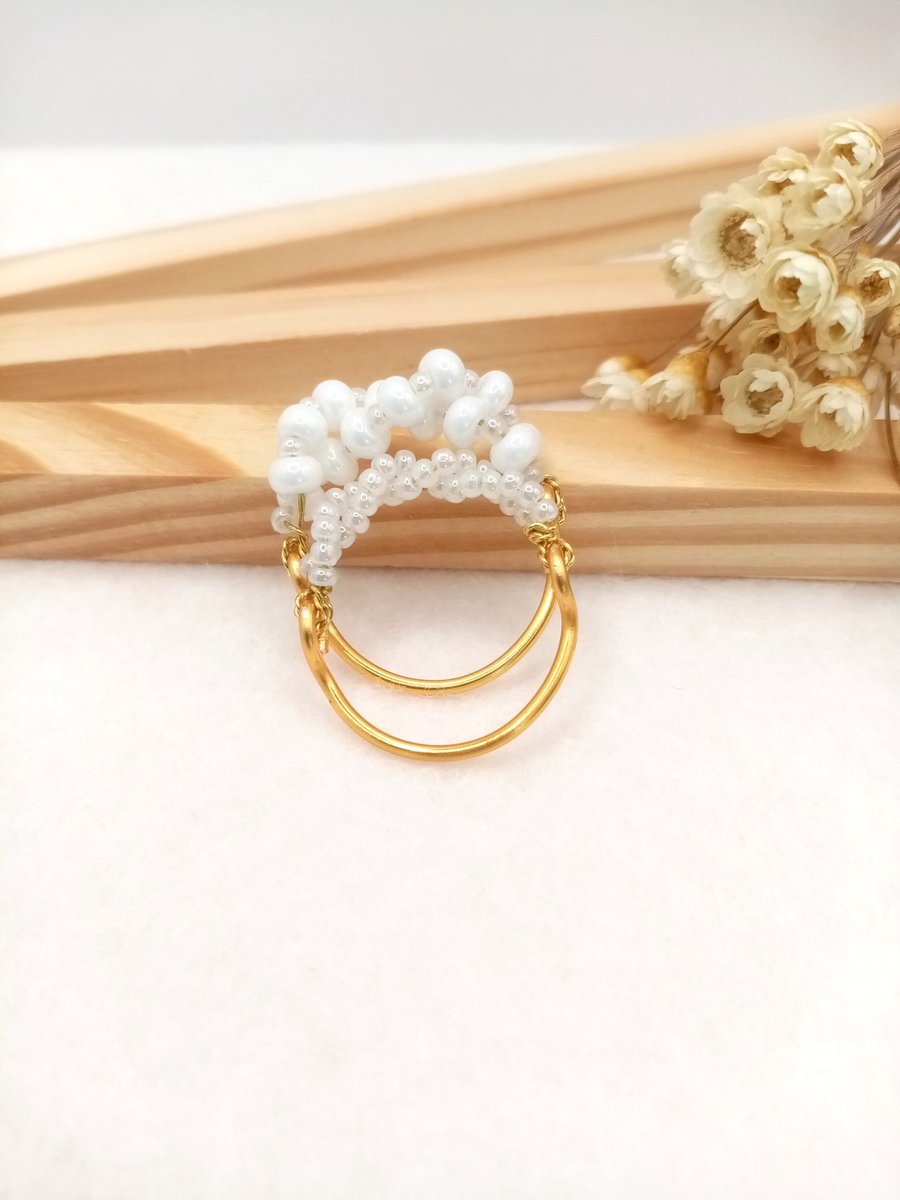 Cluster Ring Set - Pearl White Rings - Special Occasion Jewellery 