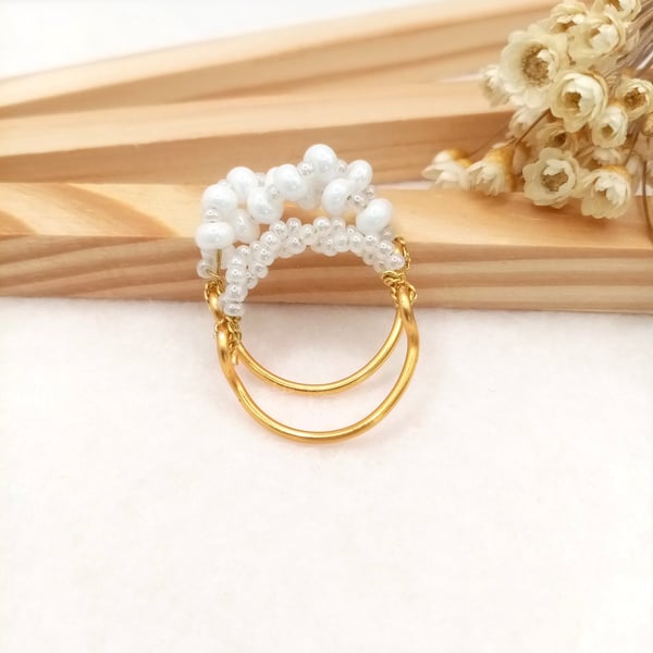 Cluster Ring Set - Pearl White Rings - Special Occasion Jewellery 