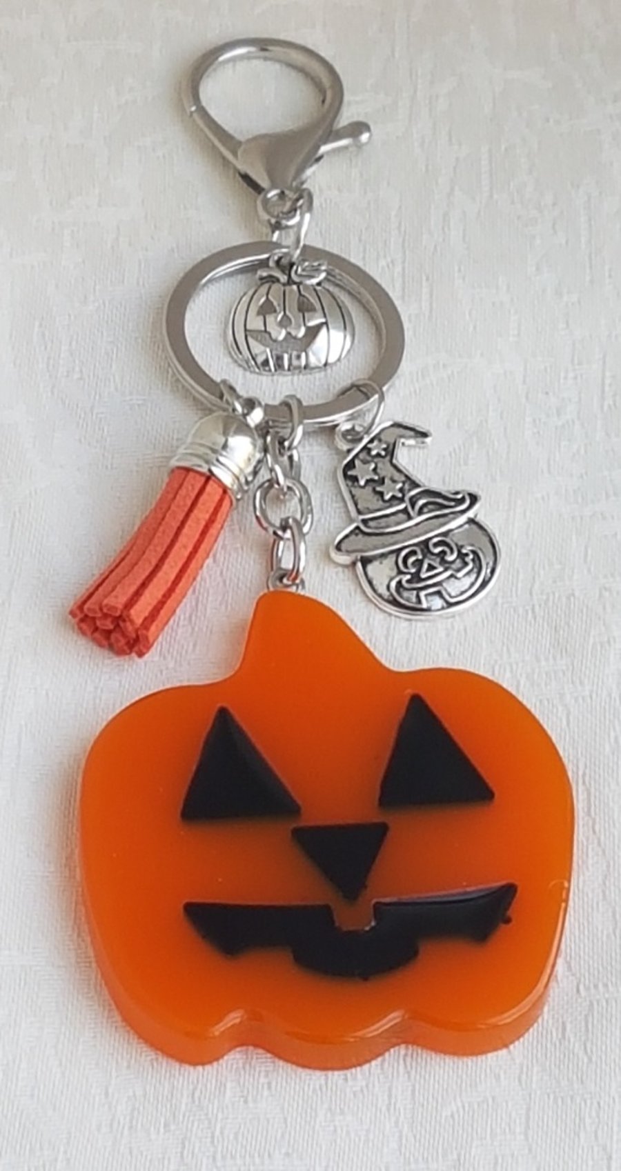 Jack-O'-Lanterns Large Pumpkin Key Ring - Bag Charm - Key Chain 