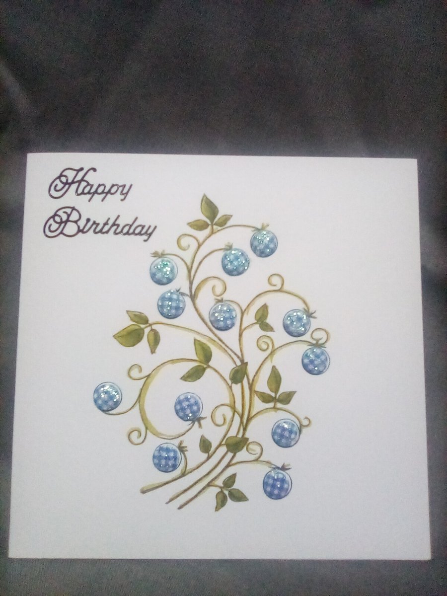 Punched paper watercolour and embellished handmade Birthday card