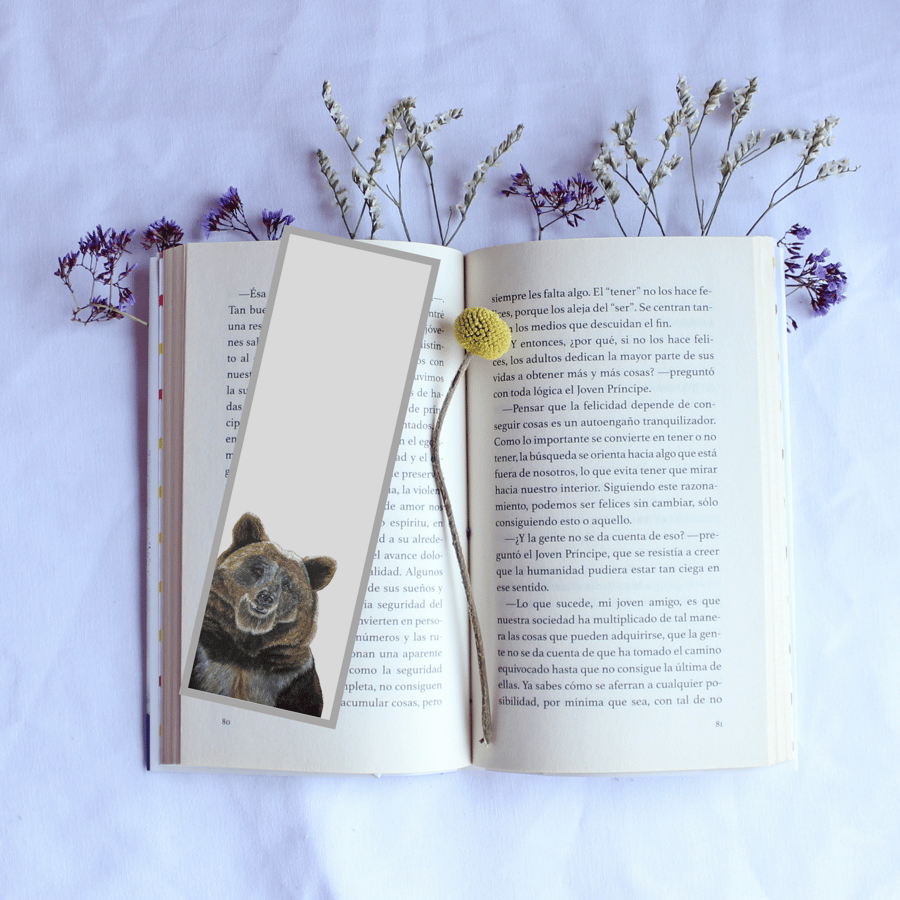 Handmade Bear Wildlife Art Bookmark