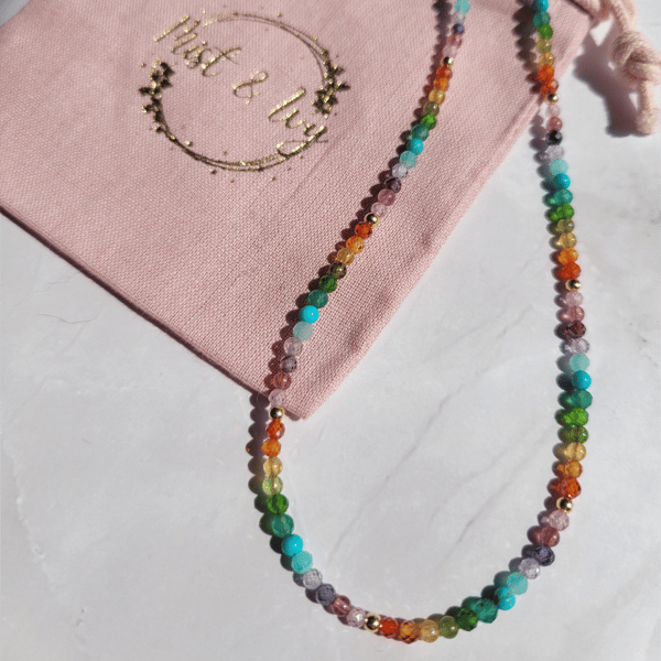 Mixed Gemstone Rainbow Necklace - 14kt Gold Filled