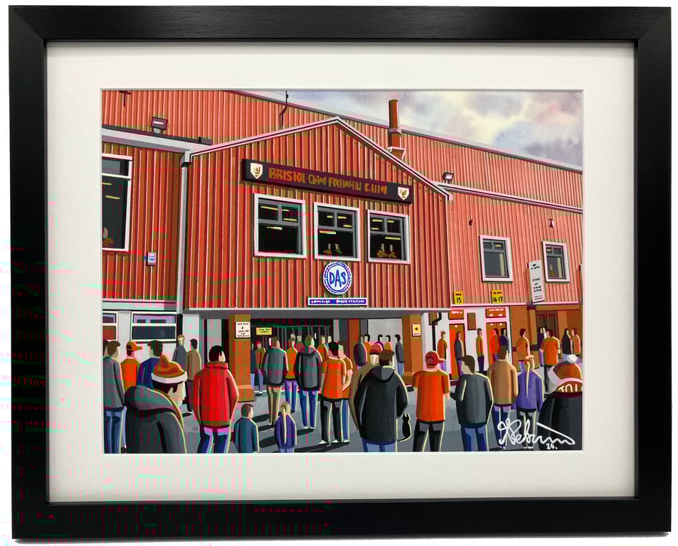 Bristol City, Retro Ashton Gate Framed, Football Art Print 14" x 11" Frame 