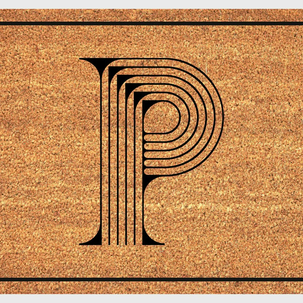 P Letter Door Mat - Monogram Letter P Welcome Mat - 3 Sizes