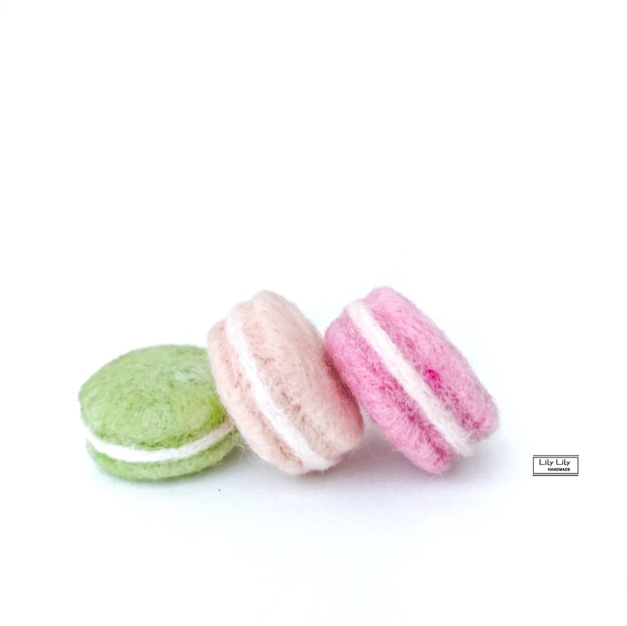 French Macarons, woolly decoration, needle felted by Lily Lily Handmade