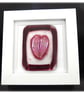  Fused Glass Heart Dichroic Picture Box framed Cranberry 001 - Image 2