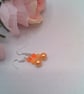 Peach Rectangle with Floral Pattern on an Orange and Peach Necklace & Earrings  - Image 3