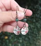 Floral ceramic charm, green jasper and copper earrings - Image 2