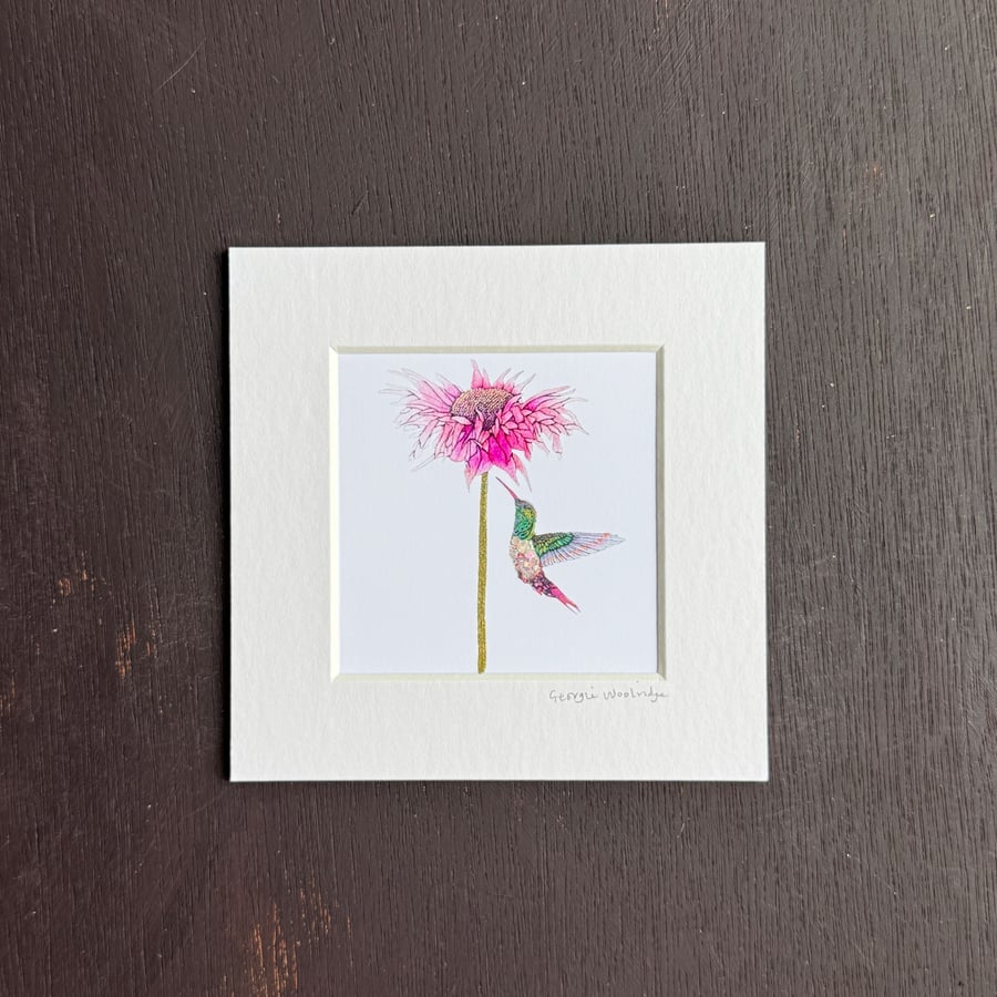 'Pink Nectar' 5" x 5" Hand Finished Print