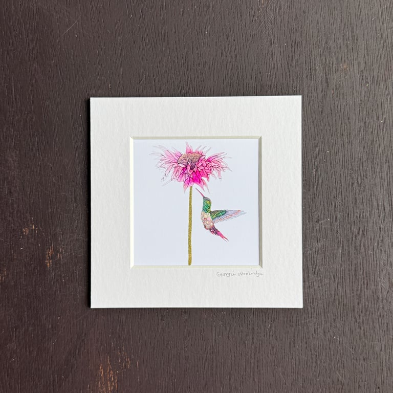 'Pink Nectar' 5" x 5" Hand Finished Print