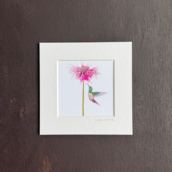 'Pink Nectar' 5" x 5" Hand Finished Print