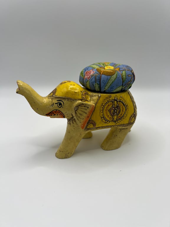 Vintage Elephant Pin Cushion - Yellow