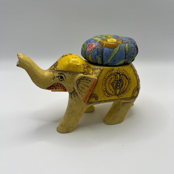 Vintage Elephant Pin Cushion - Yellow