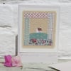 Miniature finely worked textile, embroidered details with pretty cotton fabrics