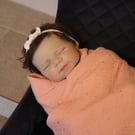 Handmade Pink Muslin Baby Swaddle Blanket  