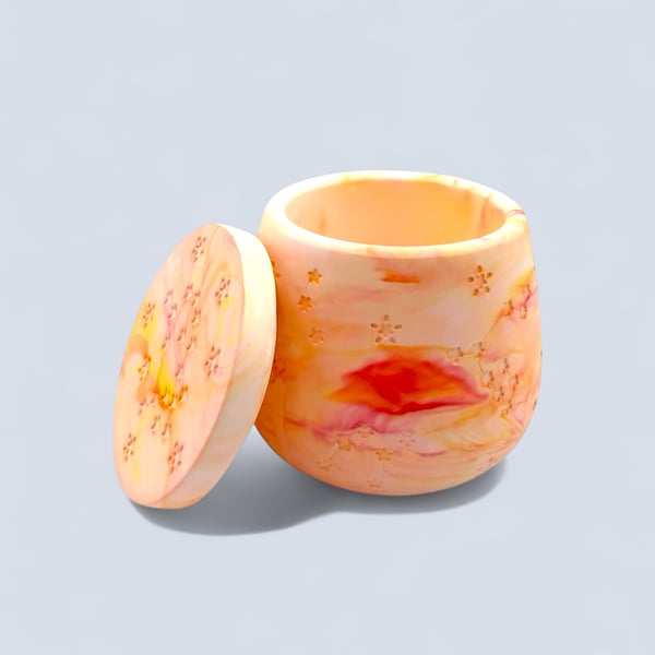 Peach Sunset Star Jewellery Box 8 cm Round Keepsake Pot