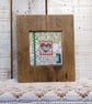 Rustic Reclaimed Wood Textile Art Frame, Handmade Fabric Wall Decor, Cottage Cor